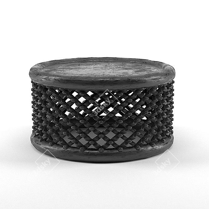 Modern Bamileke Stool: Sleek Design 3D model image 1