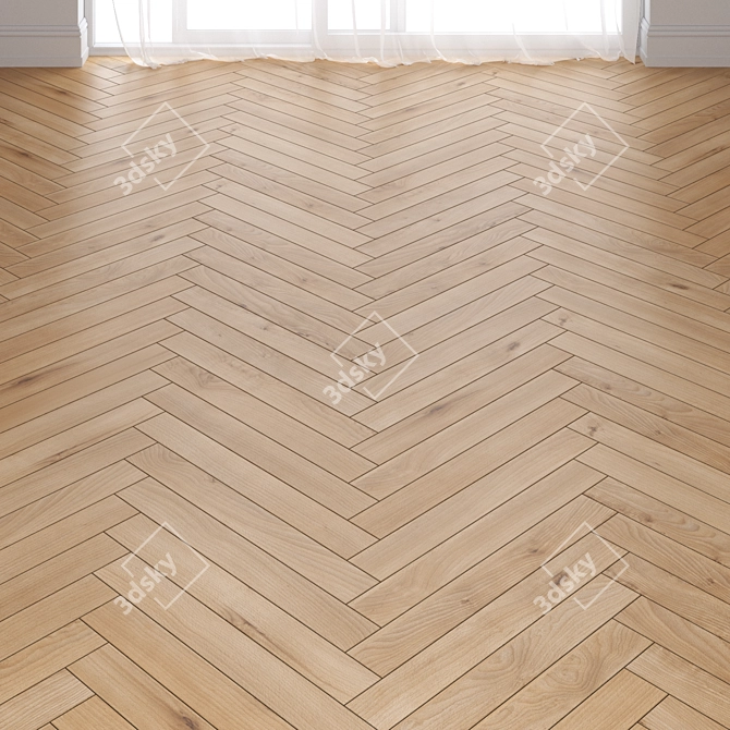 Beech Wood Parquet: Deck, Chevron & Herringbone 3D model image 2