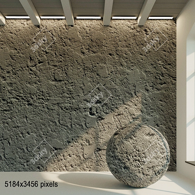 Title: Aged Plaster. Vintage Wall. 3D Texture. 3D model image 1