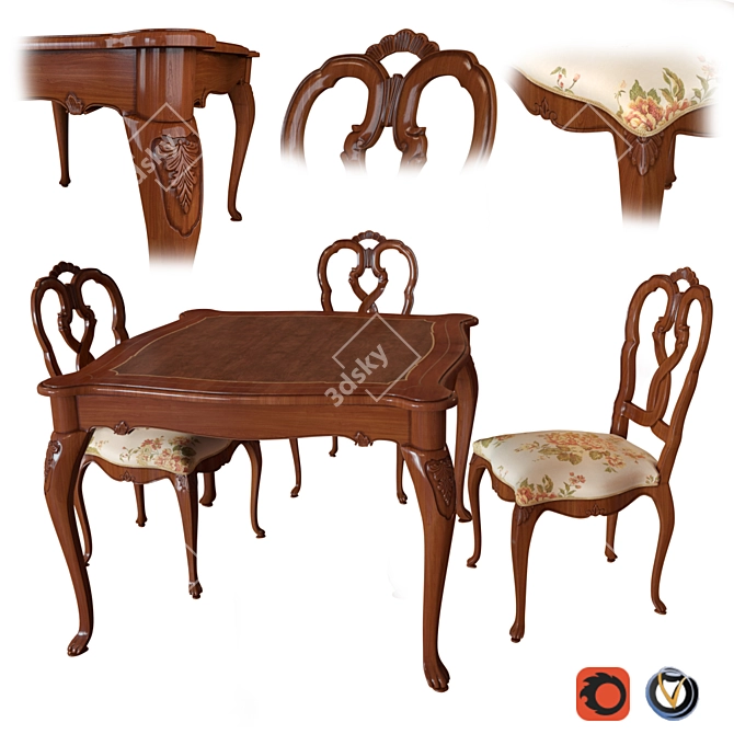 Luxury Villa Pisani Dining Set 3D model image 1