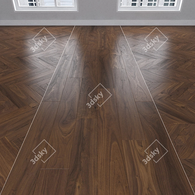 American Walnut Parquet - Herringbone, Linear & Chevron 3D model image 1