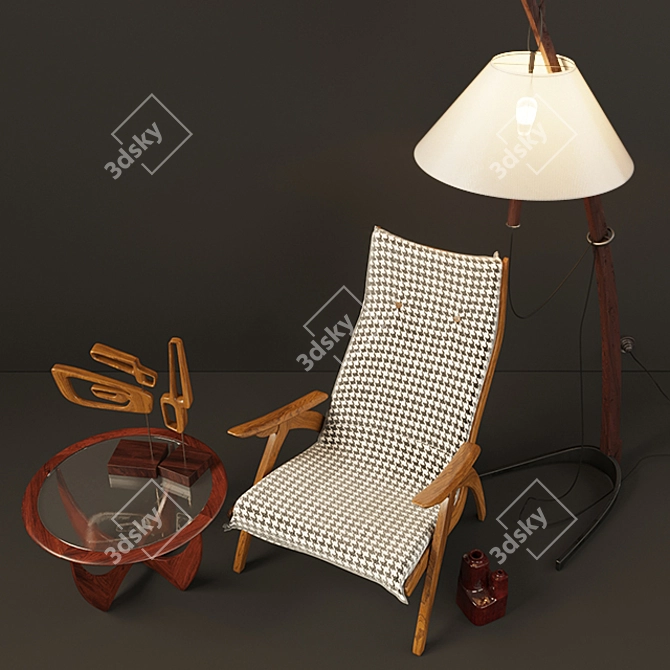 Mid Century Lounge Set v.1 | High-Quality Textures, Optimized Geometry 3D model image 2
