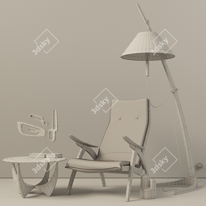 Mid Century Lounge Set v.1 | High-Quality Textures, Optimized Geometry 3D model image 3
