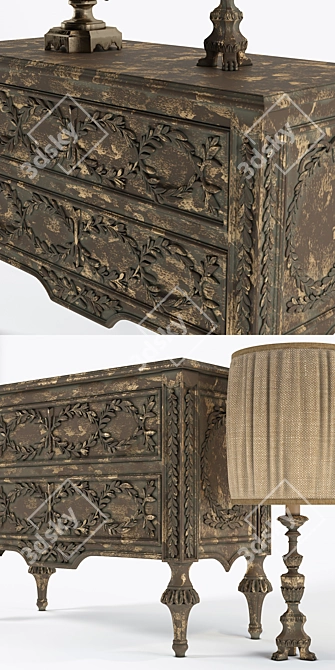 Vittorio Grifoni Comod Lamp and Decor Set 3D model image 2