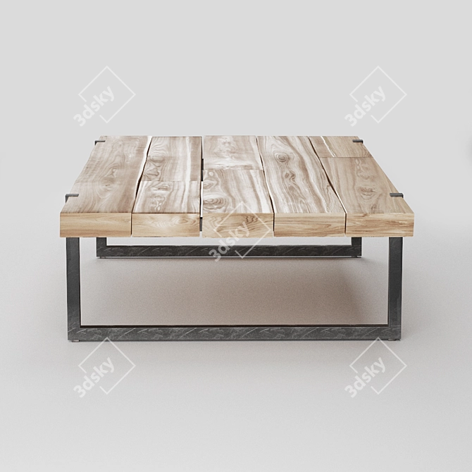 Rustic Reclaimed Teak Coffee Table 3D model image 2