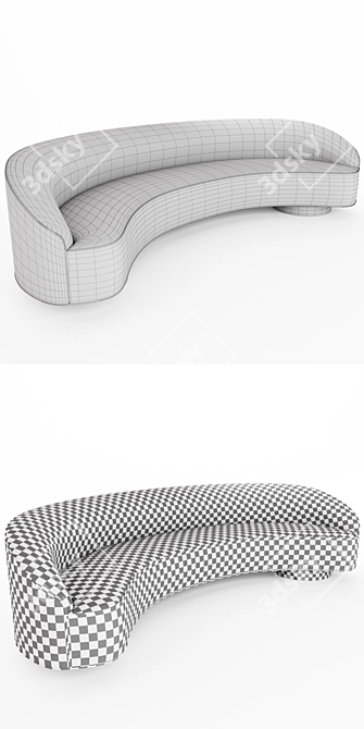 Sleek Serpentine Sofa Set 3D model image 3