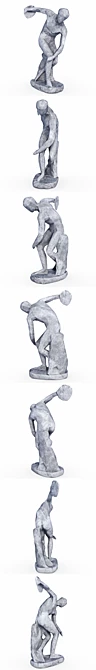 Low Poly Discobolus Statue 3D model image 2
