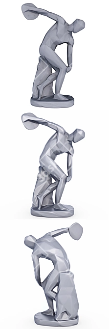 Low Poly Discobolus Statue 3D model image 3