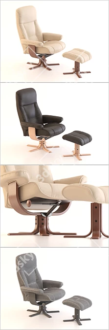 Modern Leather Recliner Set 3D model image 2