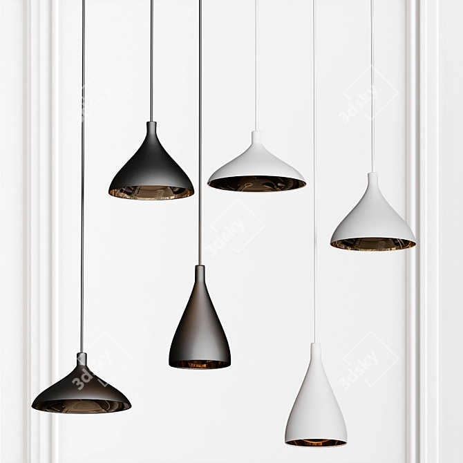 Elegant Fucsia Pendant Lights 3D model image 1