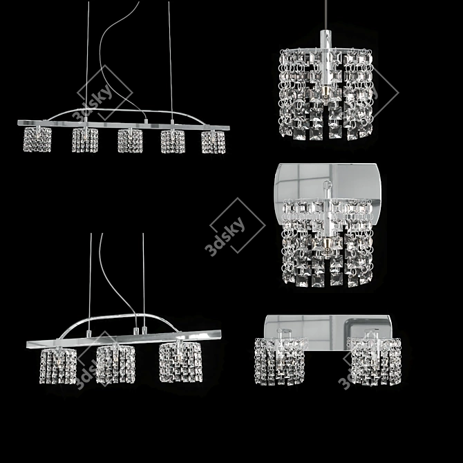 Lux Spirit Chrome Crystal Lighting Set 3D model image 1