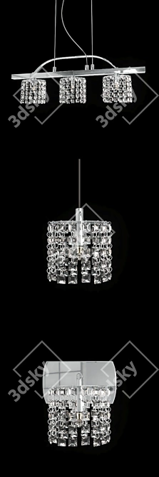 Lux Spirit Chrome Crystal Lighting Set 3D model image 2