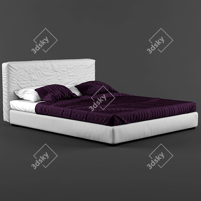 Mauritius Upholstered Bed: Stylish Comfort 3D model image 1