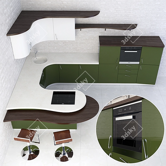 Modena Kitchen Set: Modern & Stylish 3D model image 2