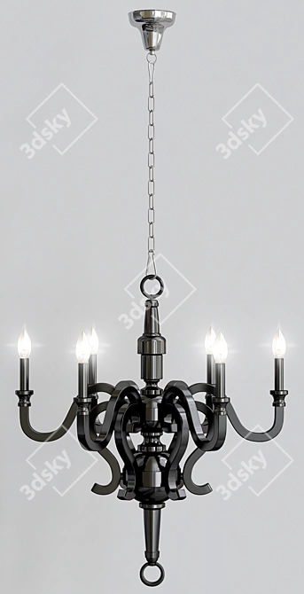 Modway LexMod 6-Light Black Chandelier 3D model image 2