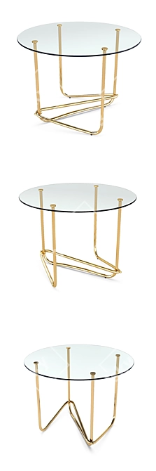 Gubi Mategot Table: Elegant Brass and Glass Design 3D model image 2