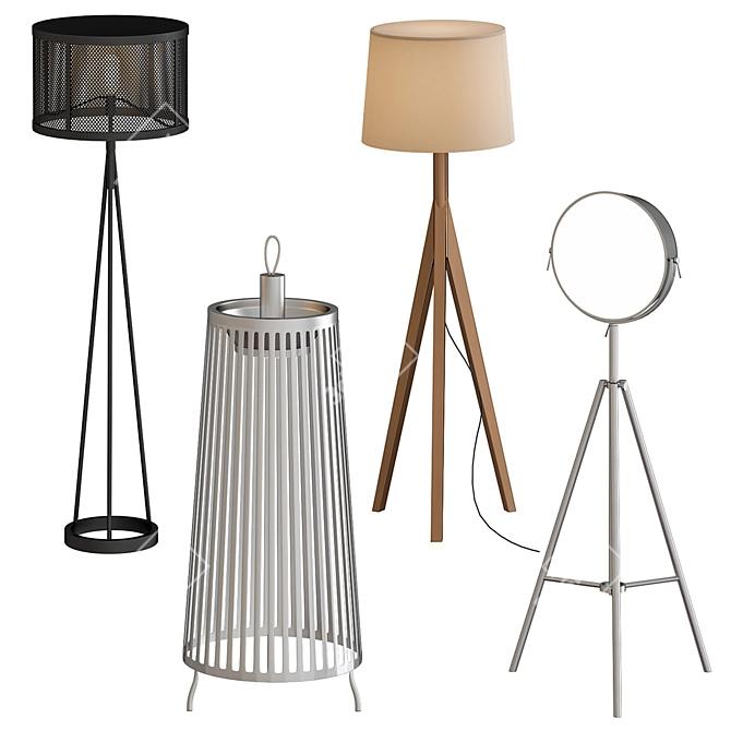 Stylish Tripod Floor Lamps 3D model image 1