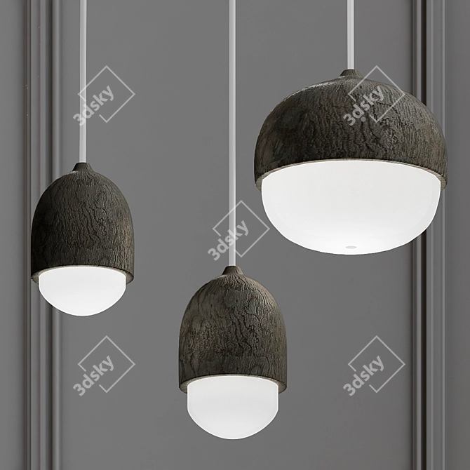 Modern Minimalist Wood Pendant 3D model image 1