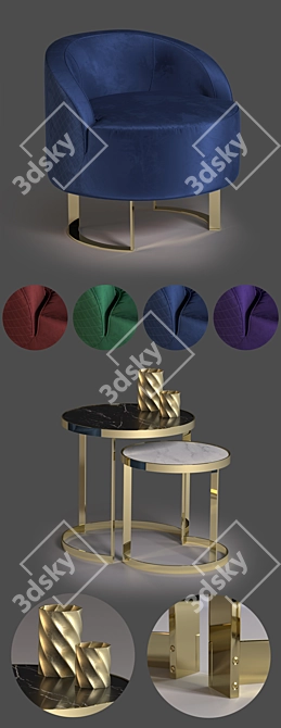 Modern KLAB Calla Armchair & Moon Coffe Table 3D model image 2