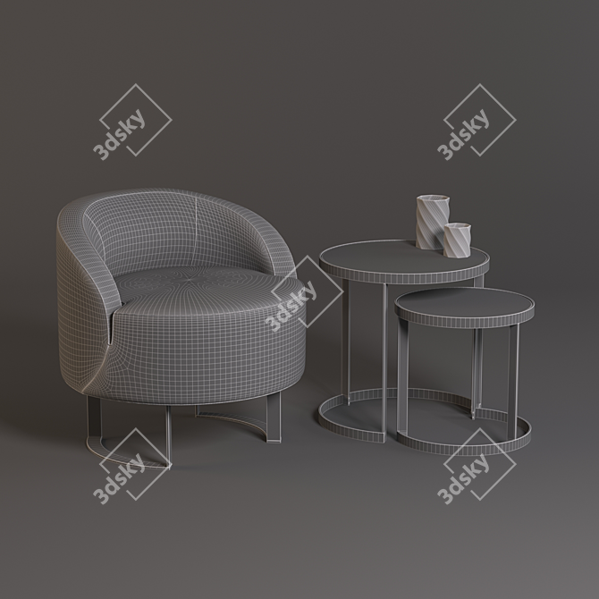 Modern KLAB Calla Armchair & Moon Coffe Table 3D model image 3