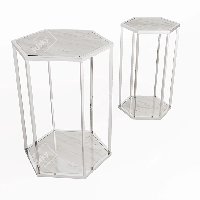 Elegant Taro Side Table Set 3D model image 2