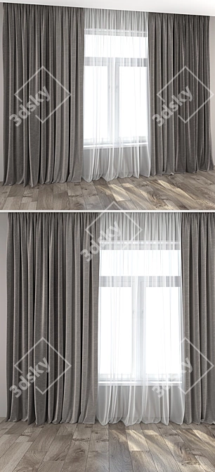 Elegant 365cm Curtains & Tulle 3D model image 2