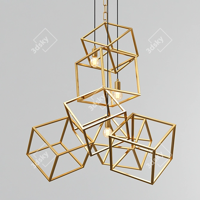 Brass and Black Modern Cubes 3D model image 1