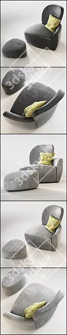 ALVARO Armchair and Ottoman Bundle | Premium Luxury Design 3D model image 2