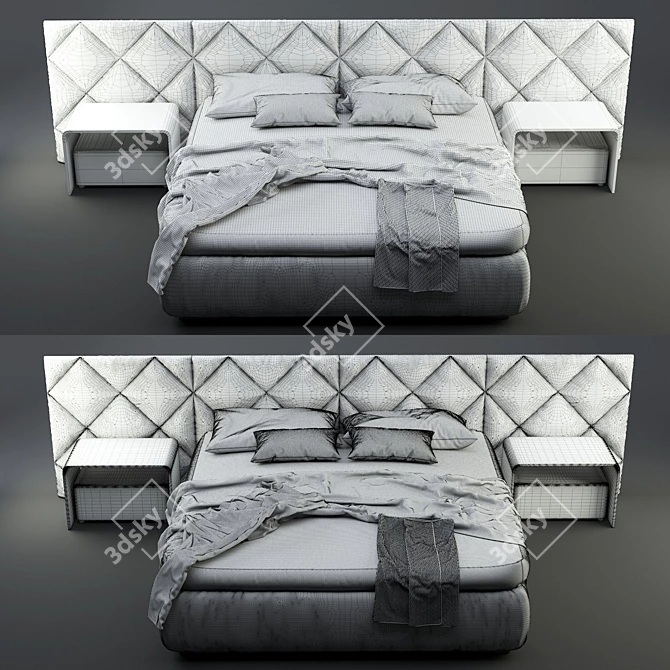 Harrison Bed: Elegant Art Deco Design 3D model image 3