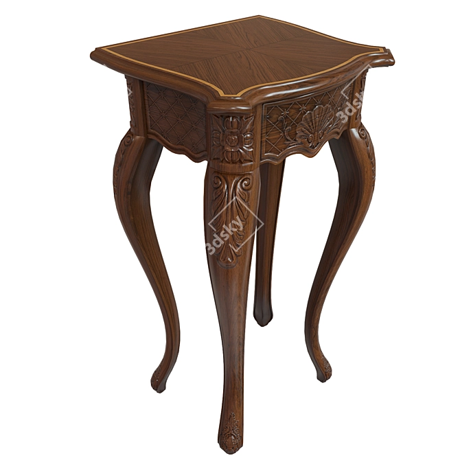 Elegant Carved Wood Console Table 3D model image 2