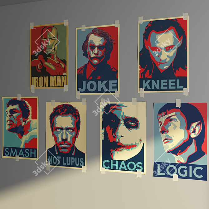 Stylish Set of Posters: 900x600 mm 3D model image 3
