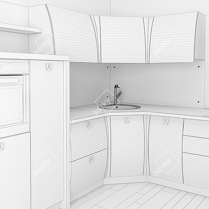 Elegant Ferrara Kitchen Set 3D model image 3