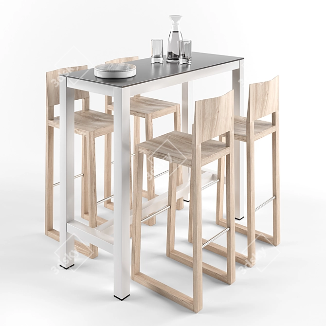 Elegant Brera Bar Set: Gaber Banket Table & Chairs 3D model image 1