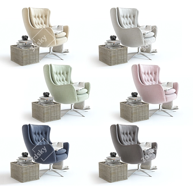 Elegant Wells Swivel Armchair 3D model image 3
