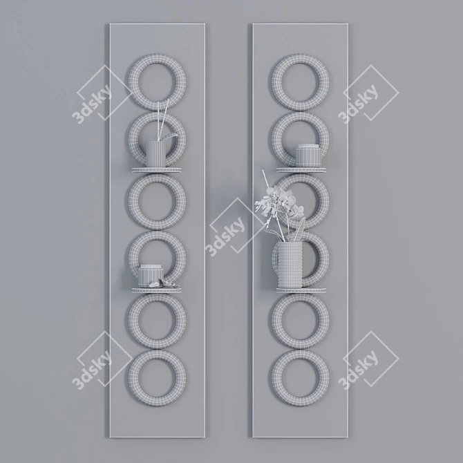 Bamboo Circle Shelf: Modern Wall Décor 3D model image 3