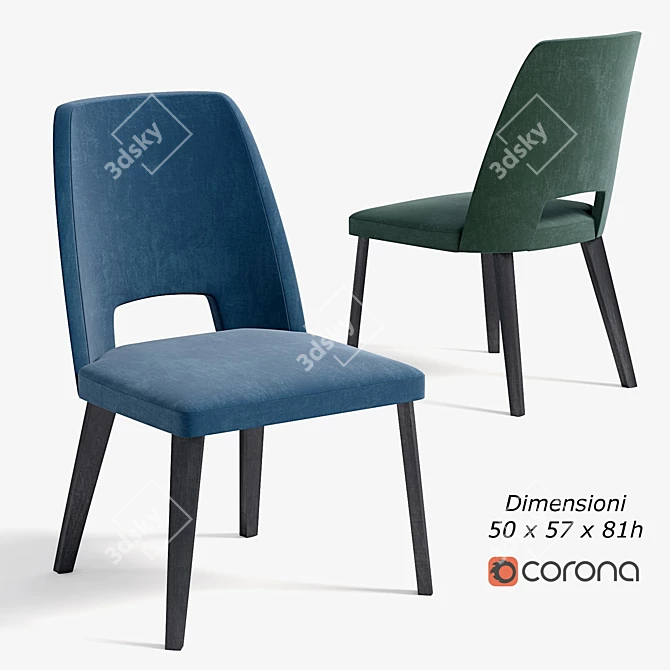 Luxurious Velvet Upholstered Thea Chair 3D model image 1