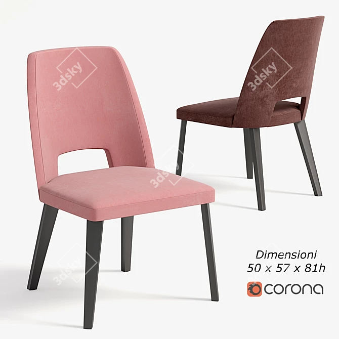 Luxurious Velvet Upholstered Thea Chair 3D model image 2