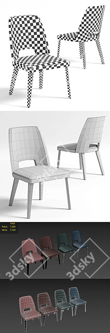 Luxurious Velvet Upholstered Thea Chair 3D model image 3