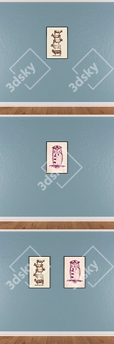 Artful Walls: Set of Paintings 3D model image 3