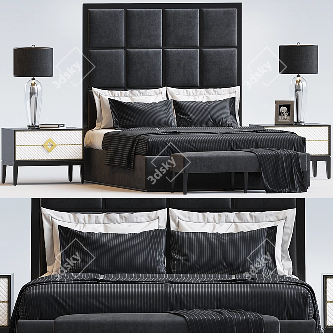 Elegant Bed Set with Sofa, Chair, and Accessories. 3D model image 1