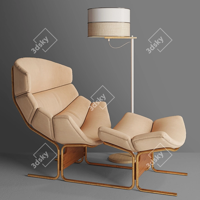 Elegant Laura Torch Floor Lamp 3D model image 1