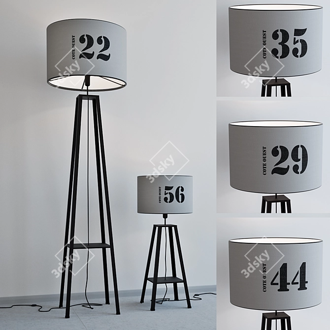 Metropolight Industrial Floor and Table Lamp 3D model image 1