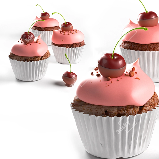 Delicious Homemade Cupcakes 3D model image 1