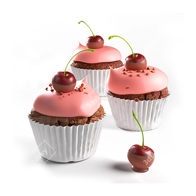 Delicious Homemade Cupcakes 3D model image 2