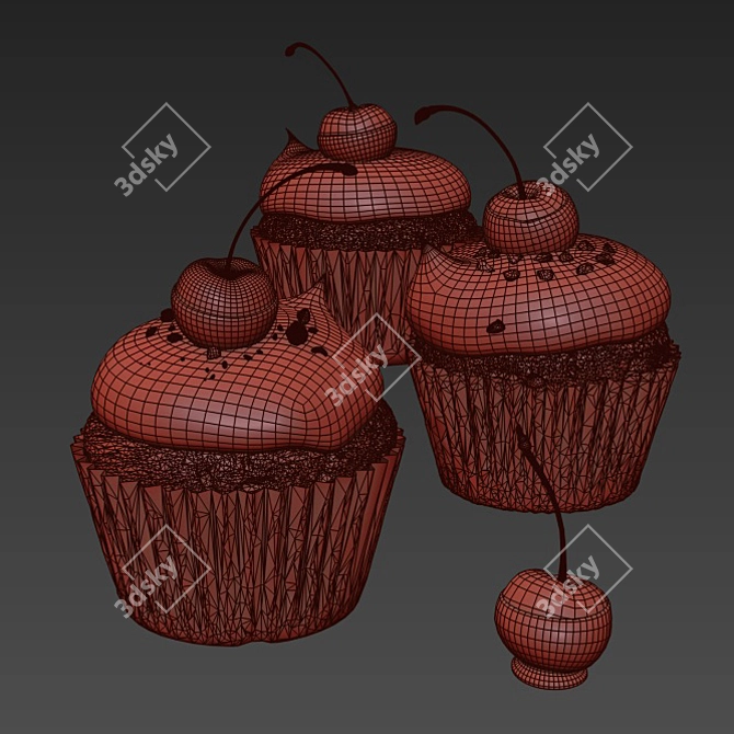 Delicious Homemade Cupcakes 3D model image 3