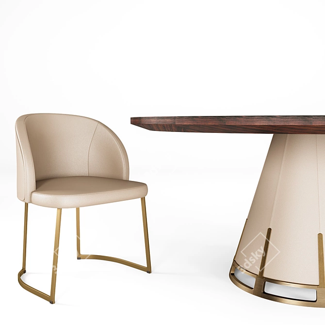 Title: Wansheng Table and Chair Set 3D model image 3