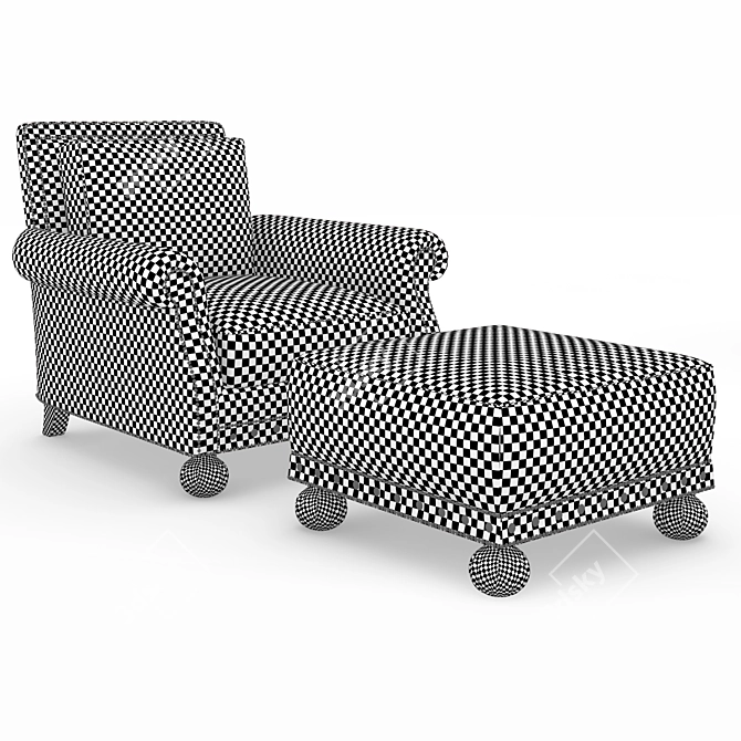 Ralph Lauren Aran Isles Chair & Ottoman - Timeless Elegance for Your Home 3D model image 2