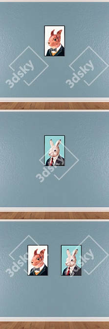 Diverse Wall Art Set with Multiple Frames 3D model image 3
