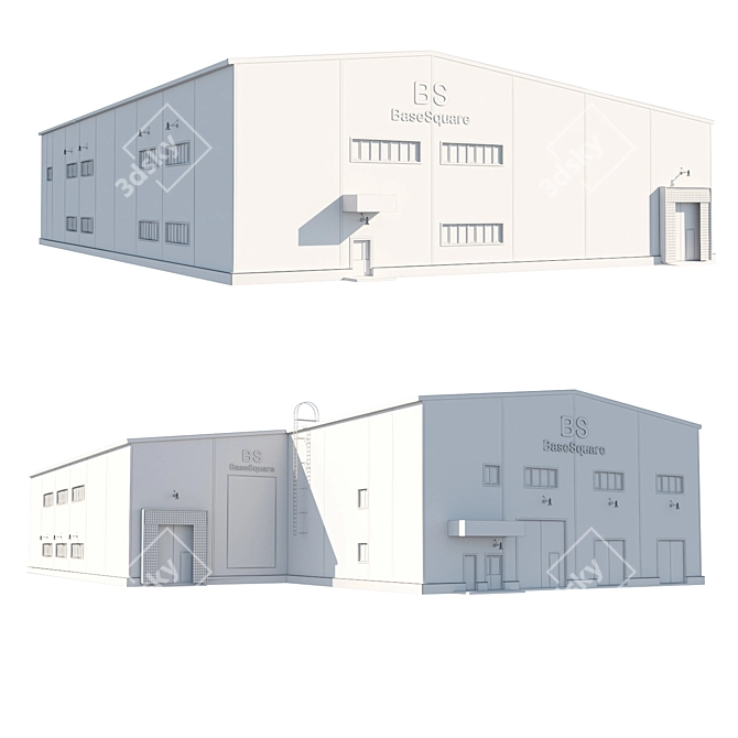 Compact Industrial Panel Building 3D model image 2