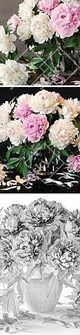 Elegant Red Peonies Bouquet 3D model image 3